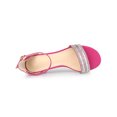 thumbnail image 4 of BLISSFUL STEP Glittering Ankle Strap Block Heel Open Toe Sandals for Women Hot Pink 9, 4 of 8
