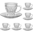 thumbnail image 1 of Juego de tazas de té cosnou Vintage Glass de 210 ml con platillos, 6 unidades, 1 of 7