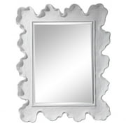 Coastal Coral Rectangular Mirror in Matte White Finish with Waves and Textured Frame 27.13 inches W X 34.25 inches H Bailey Street Home