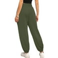 thumbnail image 2 of Liacowi Women Junior Sweatpants Elastic Waist Solid High Waisted Baggy Jogging Lounge Casual Work Out Pants with Pockets, 2 of 3