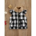 thumbnail image 2 of Liacowi Girls Casual Vest with Fur Collars Plaid Printed Pattern Jacket, 2 of 8