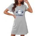 thumbnail image 4 of Tnhcen Halloween Home Loungewear Plus Size Cartoon Print Short Sleeve Sleep Dress Round Neck Soft Polyester Spandex S-2XL for Relaxed Festive Vibes, 4 of 5