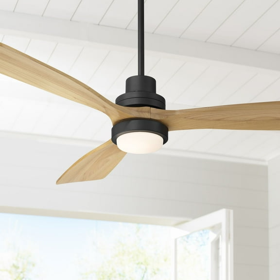 Casa Vieja 52" Delta Modern Indoor Outdoor Ceiling Fan 3 Blade CCT LED Light Remote Control Matte Black Finish Bedroom DC Motor