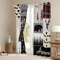 thumbnail image 3 of Rustic Deer Bear Curtains , Rustic Lodge Patchwork 30%-50% Blackout Curtains Vintage Woodland Animal Curtains & Drapes 38"Wx54"L, Adventure Camping Buffalo Plaid Window Curtains Farmhouse Decorations, 3 of 6