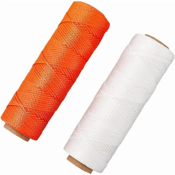 2 Rolls 166 Yards Nylon Thread Orange White Strong Bonded Mason Heavy Duty Twist Extension Weaving Twine Line String Threads for Hand Sewing DIY Crafts Gardening Accessories