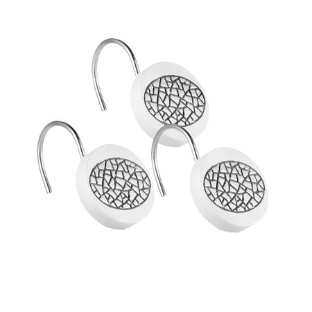 Designer Home Premium Premium Decorative Countertop Ensemble Bath Accessories Set (Curtain Hooks White)