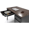 thumbnail image 5 of Lorell Fortress Series Walnut Top Teacher's Desk 48" x 30" x 29.5" - Box Drawer(s), File Drawer(s) - Single Pedestal on Right Side - T-mold Edge - Material: Steel Frame - Finish: Black Frame, Walnut L, 5 of 6