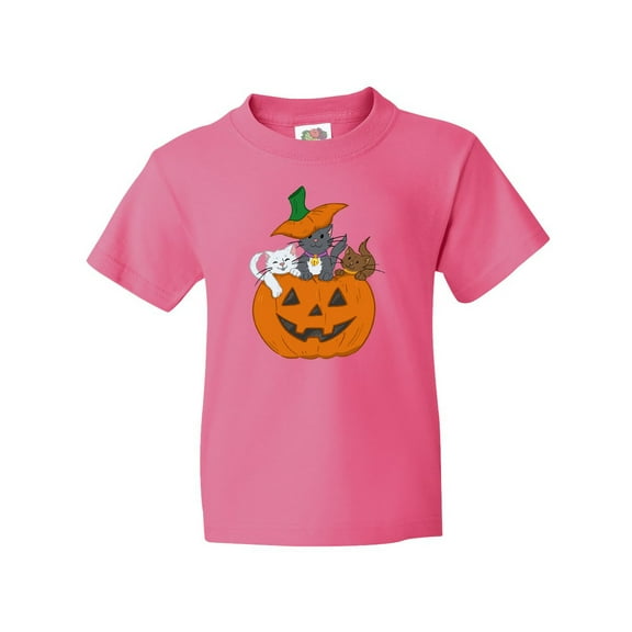 Inktastic Halloween Kitties in Pumpkin Youth T-Shirt