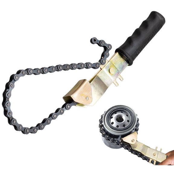 15" Heavy-Duty Oil Filter Chain Wrench for 4" Diameter Filters – Rivet Locking Mechanism & Ideal for Chain Oil Filter Remover & General Maintenance Tasks