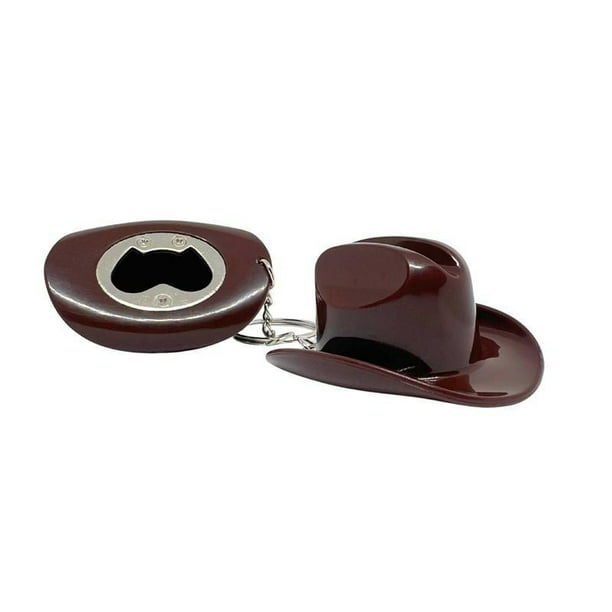 Abridor de botellas con forma de sombrero de vaquero | Llavero rústico estilo western, material ABS, abridor de cerveza portátil, accesorio decorativo para bar, regalo para hombre,
