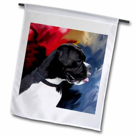 3dRose Black White Boxer - Garden Flag  18 by 27-inch
