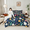 thumbnail image 4 of Manfei Floral Daisy 3-Piece Full Size Comforter Sets for Female Women Men,Colorful Flowers Bedding Comforter Set,Spring Graden Lightweight Bedding Sets,Luxury Bedroom Decor,Reversible, 4 of 8