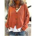thumbnail image 2 of Pull Femme Tricoté Décontracté Col en V Cardigan Couleur Unie, 2 of 4