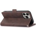 thumbnail image 6 of Skin-Friendly Wallet Case for iPhone 14 Pro Max, Premium PU Leather Shockproof Card Slots Cash Holder Flip Cover with Kickstand Folio Magnetic Clasp Wrist Hand Strap Handbag Case,Brown, 6 of 8