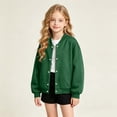 thumbnail image 3 of YUANxueke Boys Girls Fleece Lined Varsity Jackets Fashion Button Down Warm Baseball Jackets with Pockets,Green,4-5 Years, 3 of 5