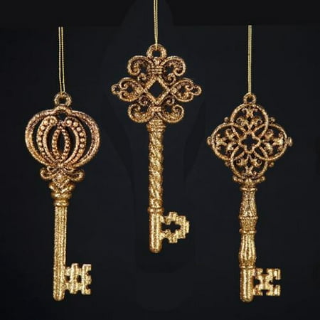 24 Victorian Inspirations Acrylic Gold Glittered Key 