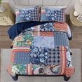 thumbnail image 2 of Navy Patchwork Quilt Set King Size Blue Bedspread Boho Paisley Floral Pattern Quilt Bedding Set, 3 Pieces Navy Bohemian Soft Lightweight Coverlet for All Season 110''x90'', 2 of 8