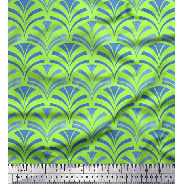Soimoi Satin Silk Fabric Scales Geometric Print Fabric by the Yard 42 Inch Wide