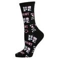 thumbnail image 4 of MeMoi Hope Love Fight Breast Cancer Awareness Bamboo Blend Socks - Womens - Female, 9-11, Black, 4 of 7
