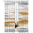 thumbnail image 2 of Sheer Curtains 84 Inches Long, Brown Gray White Light Filtering Window Curtains for Living Room, Vintage Rustic Abstract Mottled Art Rod Pocket Voile Sheer Curtain Drapes, 52"W x 84"L, 2 Panels, 2 of 8