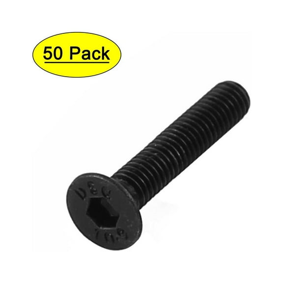 50Pcs Black M3 x 16mm Alloy Steel Hex Socket Flat Head Countersunk Screws Bolts