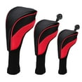thumbnail image 3 of 3 Pieces Black Headcovers Long Neck Knit for Golf Red, 3 of 8