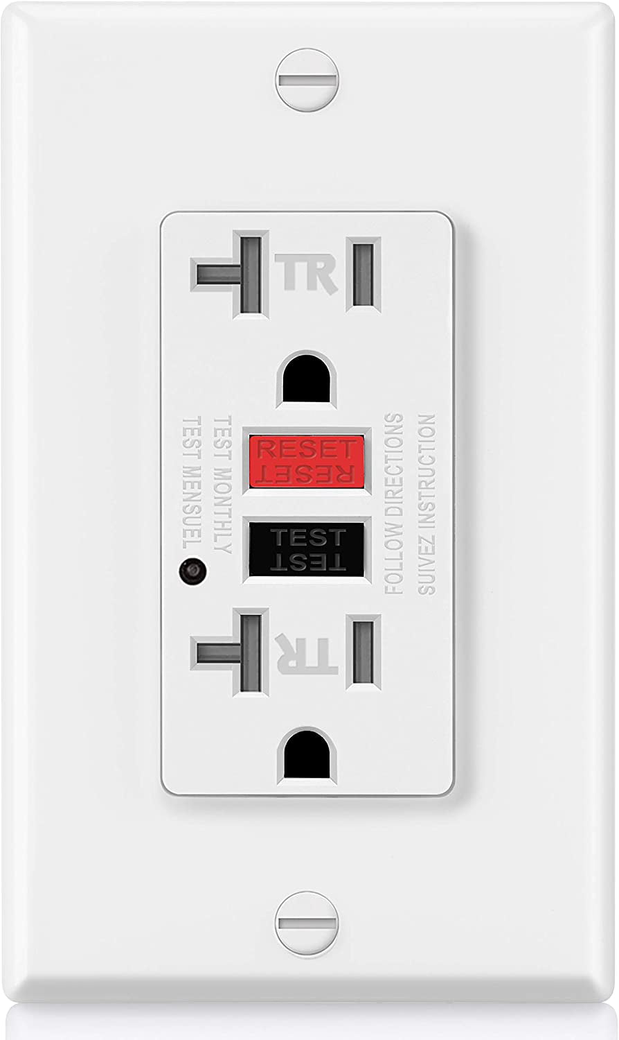 10 Pack TR Tamper-Resistant 15 Amp GFCI Outlet Decorative Wallplate Included GFI Receptacle with LED Indicator White