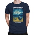 thumbnail image 2 of Night Grand Teton Bison Graphic Men's Navy T-Shirt, 2 of 3