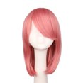 thumbnail image 1 of Peluca corta para cosplay, estilo anime, rosa, con flequillo lateral, 40 cm, 1 of 3