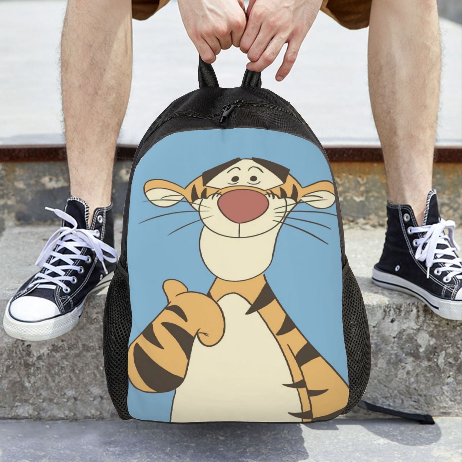 Tigger Cartoon Backpacks Lightweight Large Capacity Unisex Bookbag Anime Laptop Bag for Travel Hiking School