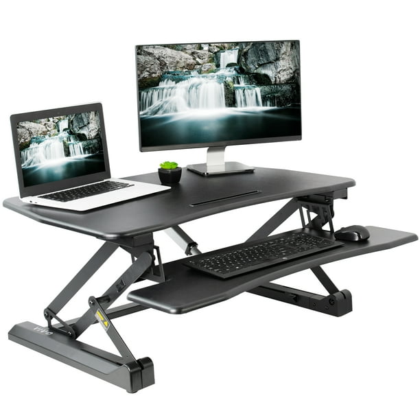 Vivo Black Electric Height Adjustable Standing Desk Monitor Riser