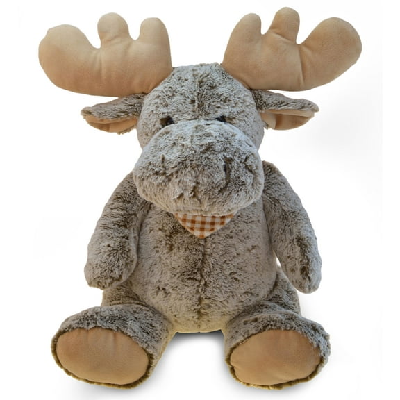 DolliBu Extra Large Brown Sitting Moose Plush Toy - Super Soft Stuffed Animal Moose Toy, Cute Plush Wildlife Animal Pillow Toys for Kids and Adults - 18 Inches