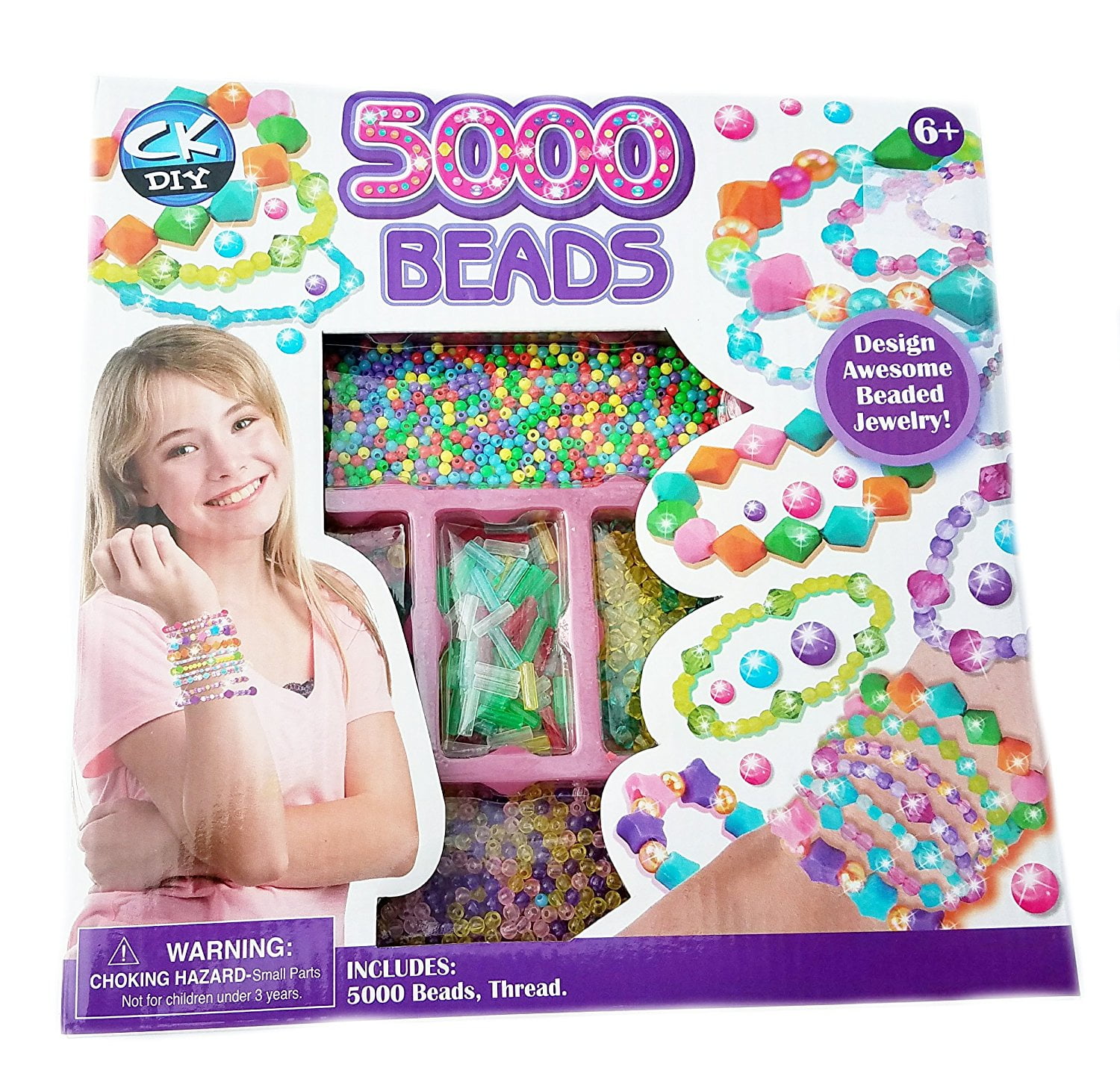5000 Beads Jewelry Making Design Kit Ages 6+, Includes 5000 beads and