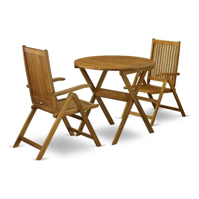 Pemberly Row Table Pliante et 2 Chaises de Camping Pliantes - Fini à l'Huile Naturelle