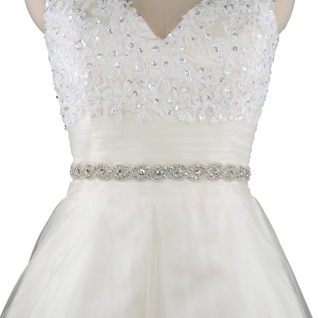 Cinturón de cintura de cristal Cinturón nupcial Apliques Faja Vestido de mujer Accesorios, Beige Colcomx Cinturón de novia