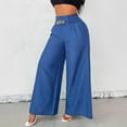 thumbnail image 2 of Bovxnpu Summer Womens Plus Size Pants, Women Casual Wide Leg Jeans, Women Casual Solid Loose High Waist Fashion Wide Leg Long Pants XL, 2 of 8