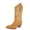 Yellow, variant on Cowgirl Boots Women Chunky Heel Knee High Cowboy Boots Mid Calf with Chunky Heel Retro Embroidery Western Boots