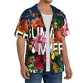 thumbnail image 4 of Fotbe Summer Birds and Flowers print Short Sleeve Button Down Shirts for Men Casual Summer Beach Wrinkle Free Shirt-Large, 4 of 7