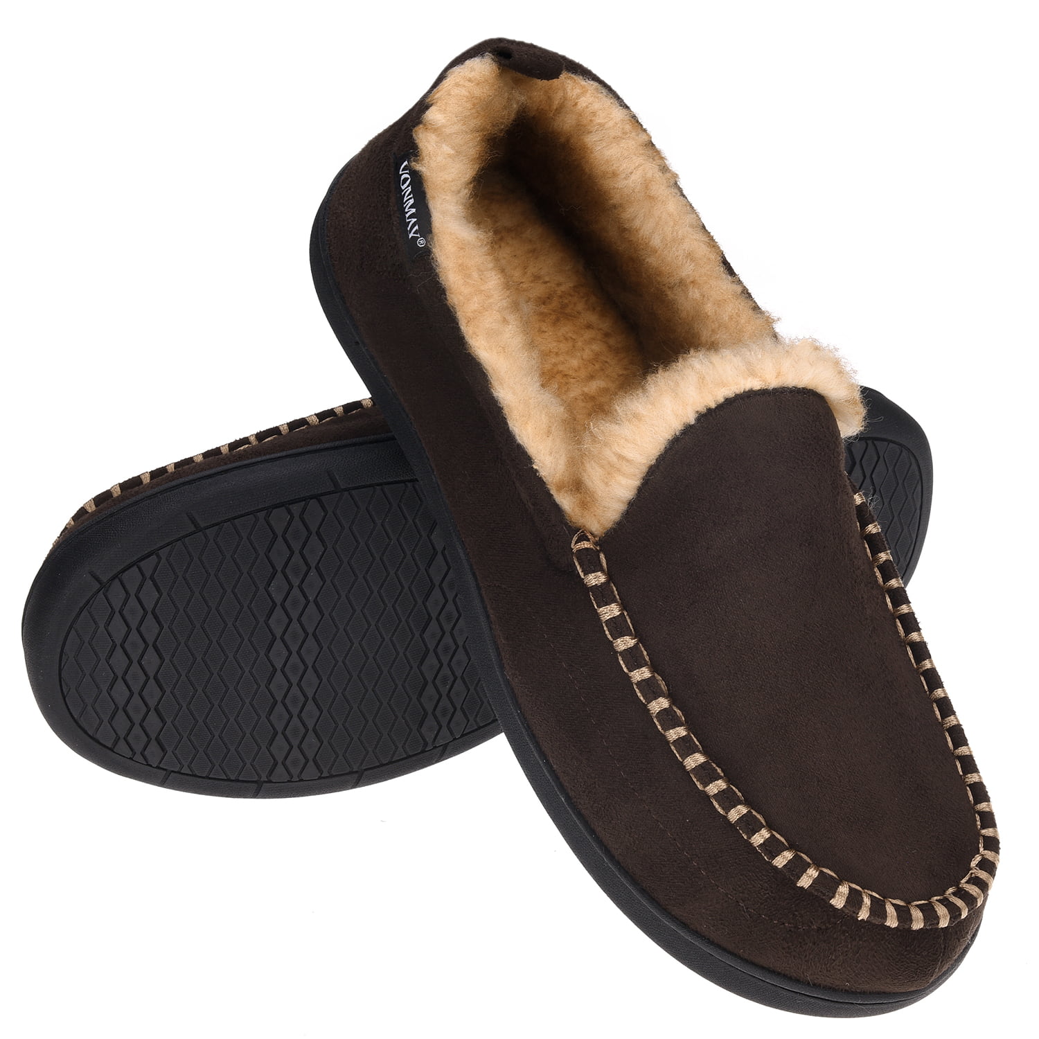 Vonmay VONMAY Men  s  Moccasin Slippers  Fuzzy House  Shoes 