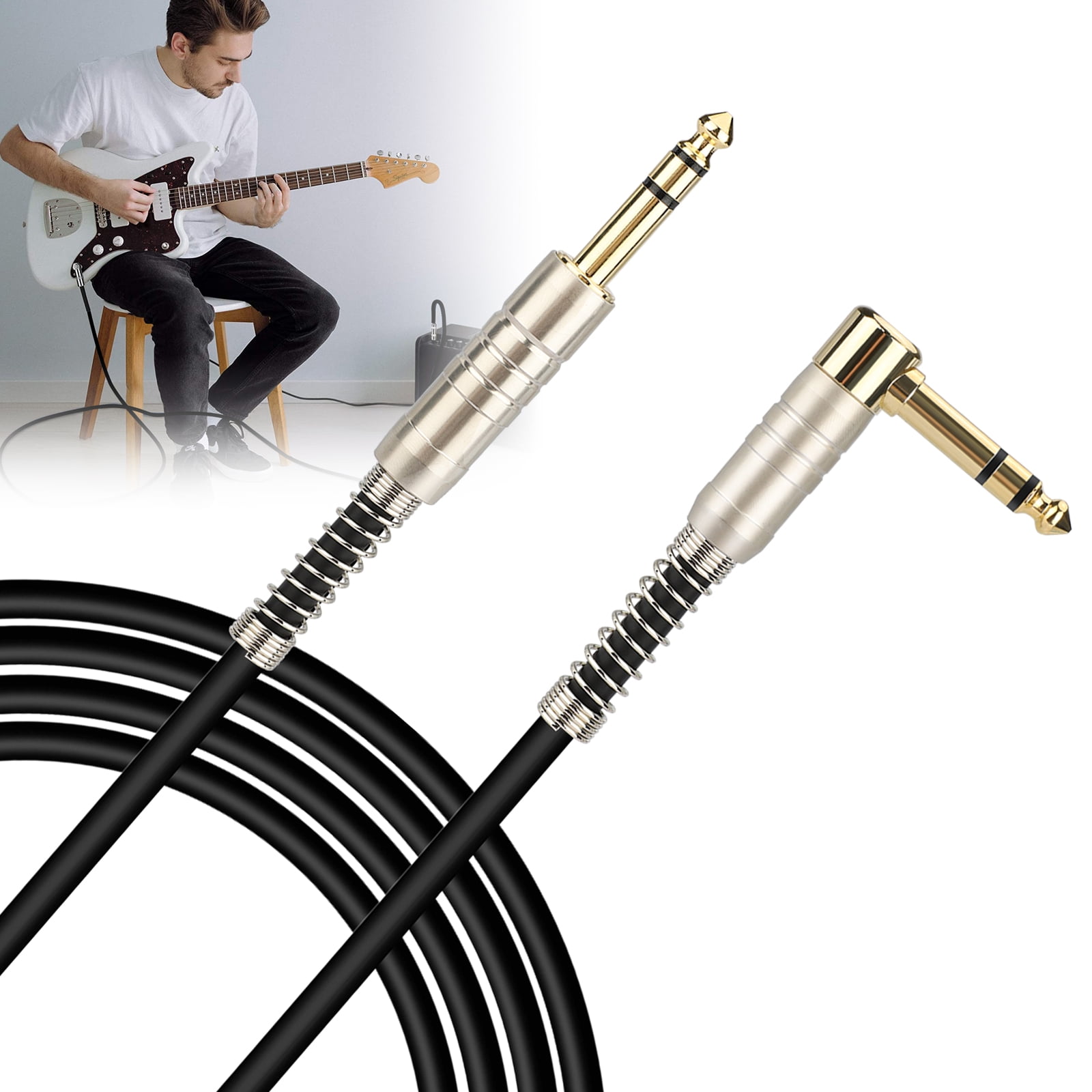 Pack of 6 Right Angle basics 1/4 Inch Guitar Patch Cable 6 Inch Length 