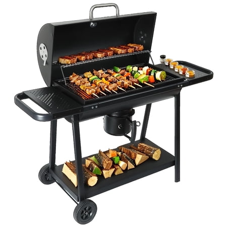 laraVist Barrel Charcoal Grill with 608.4 SQ In Cooking Area, Adjustable Airflow & Portable Wheels