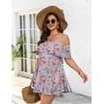 thumbnail image 3 of a.Jesdani Women Plus Size One piece Swimsuits Tummy Control Two Piece Bathing Suit Off Shoulder Ruffled Flounce Swimdress with Shorts Pink 2X, 3 of 12
