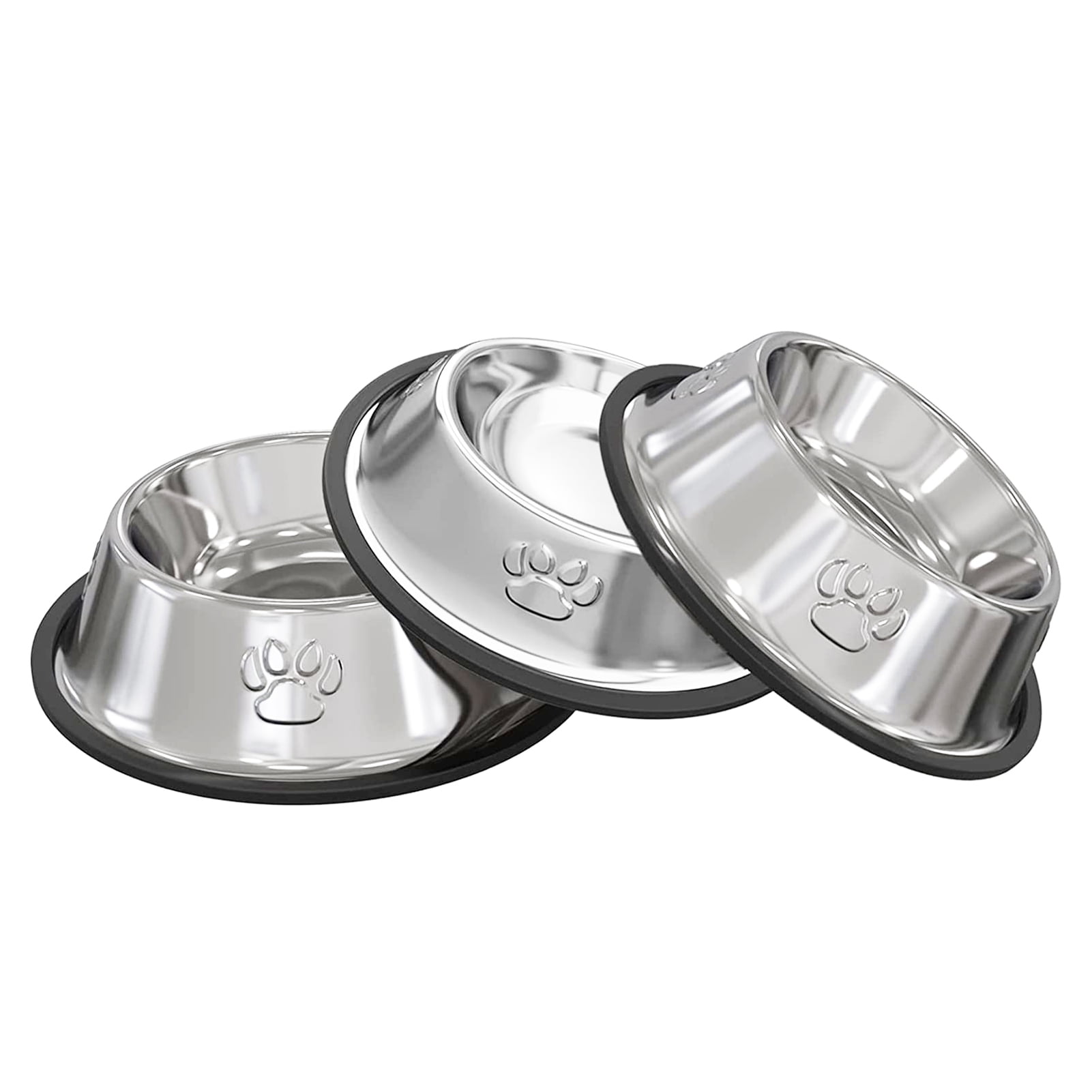 BUBABOX 3 Pack Stainless Steel Cat Bowls, Non Slip Pet Bowls for Food