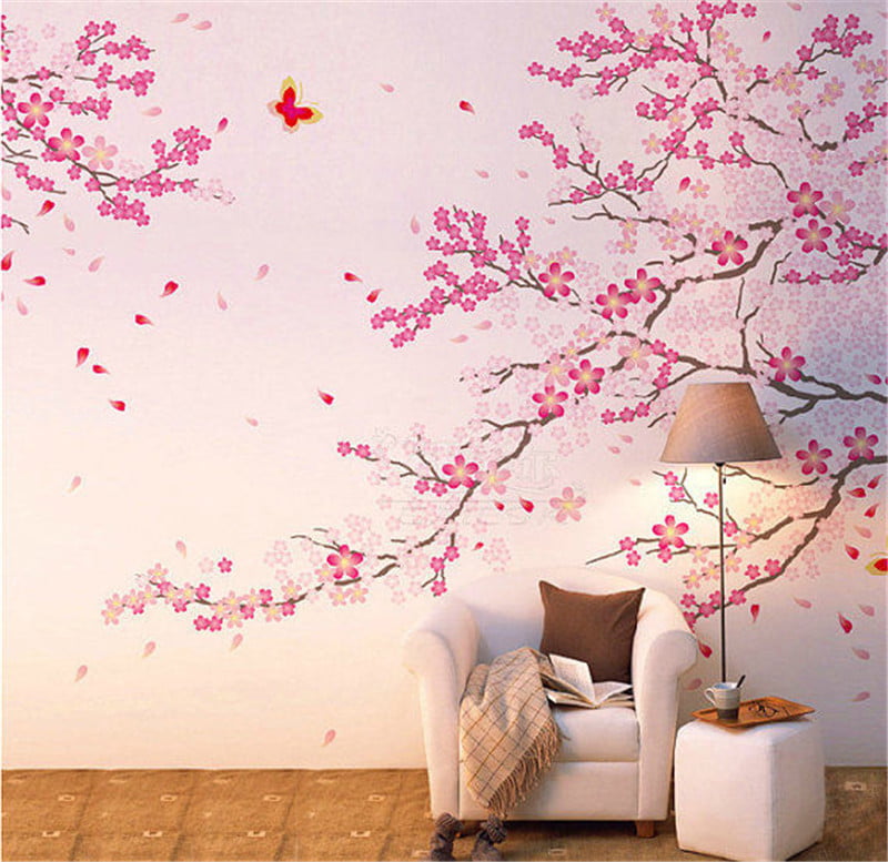Tayyakoushi Large Cherry Blossom Tree Blowing in The Wind Tree Wall ...