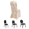 thumbnail image 3 of Efavormart Rose Gold Spandex Stretch Banquet Chair Cover With Gold Wave Embroidered Sequins, 3 of 5