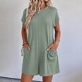 thumbnail image 2 of PWPSG Womens Summer Denim Overalls Square Neck Sleeveless Casual Playsuits with Adjustable Straps and Side Pockets Green M, 2 of 6