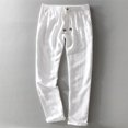 thumbnail image 2 of RWJDXD New Men‘s Linen Trousers Straight Tube Rope Solid Color Casual Linen Trousers Men Breathable, 2 of 6