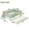 thumbnail image 4 of Bellemave Full Bed with Trundle and Small Stairs, Full Size Platform Bed Frame with Rail and Bookshelf, Wooden Montessori Floor Bed No Box Spring Needed,Green, 4 of 7