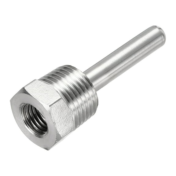 Thermowell G1/2 Threads 50mm Stainless Steel Thermowell for Temperature Sensor Thermometer Instruments