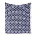 thumbnail image 1 of Oriental Soft Flannel Fleece Throw Blanket, Themed Repetitive Damask with Floral Motif in Diagonal Squares, Cozy Plush for Indoor and Outdoor Use, 50" x 60", Indigo White, by Ambesonne, 1 of 5